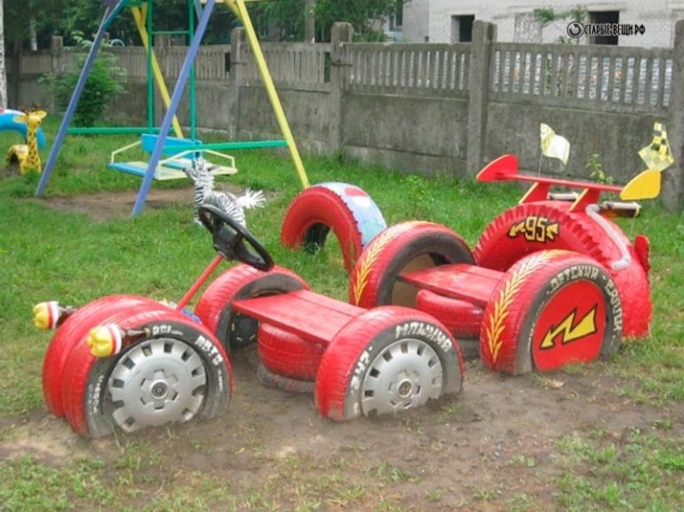 Поделки для детской площадки из бревен и колес — примеры на фото