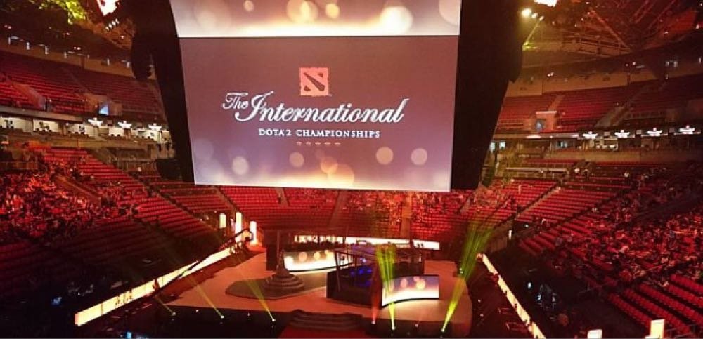 The finals event. The International Dota 2 logo.